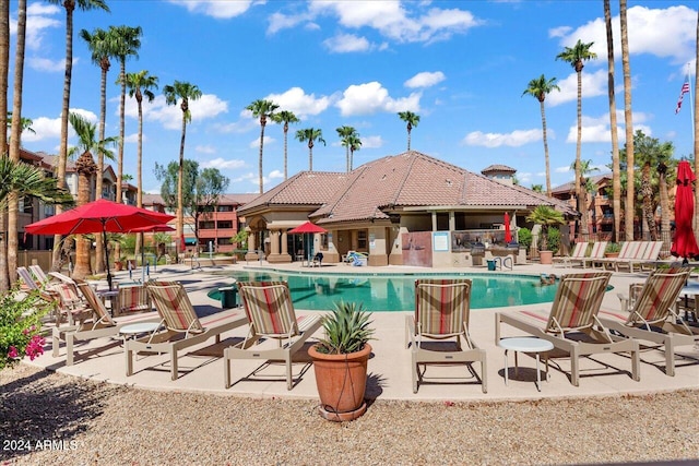 view of pool with a patio area