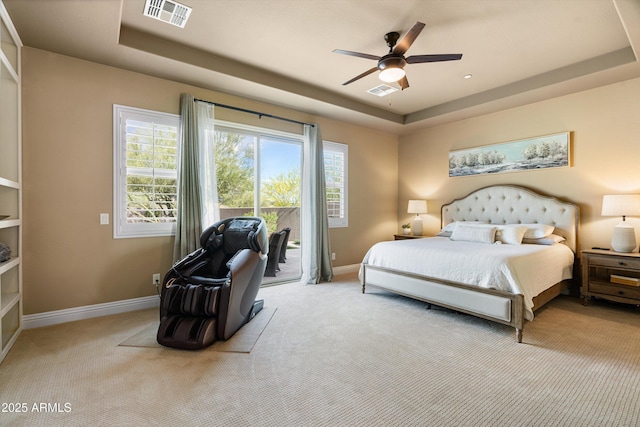 35971 N Prickley Pear Rd, Cave Creek, AZ 85331 - bedroom with a tray ceiling, baseboards, and carpet