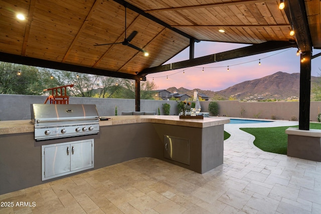 35971 N Prickley Pear Rd, Cave Creek, AZ 85331 - view of patio / terrace with grilling area, exterior kitchen, and a fenced backyard