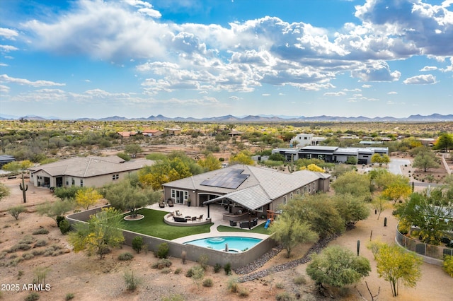 35971 N Prickley Pear Rd, Cave Creek, AZ 85331 - aerial view of residential area with a mountain backdrop and a pool area