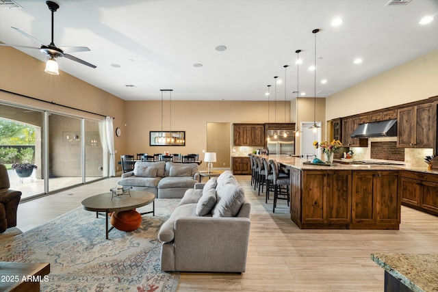 35971 N Prickley Pear Rd, Cave Creek, AZ 85331 - living area with recessed lighting and a ceiling fan