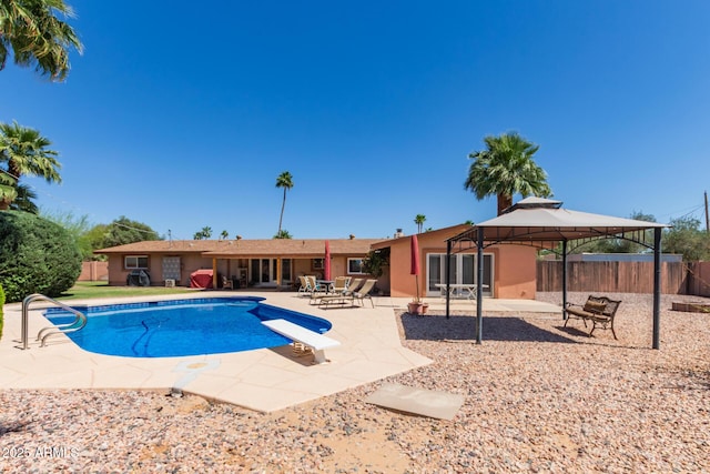 6532 E Aster Dr, Scottsdale, AZ 85254 - view of pool featuring a gazebo, a patio area, and a diving board