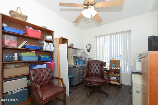 7604 E Sedalia Trl, Prescott Valley, AZ 86315 - sitting room with dark wood-type flooring and ceiling fan
