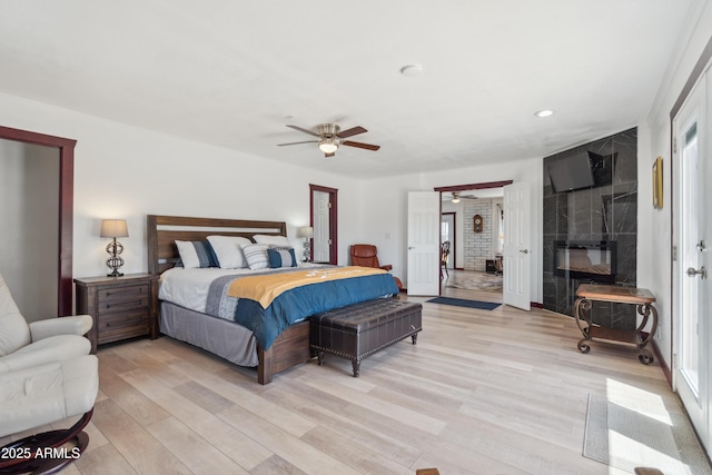 920 N 104th St, Mesa, AZ 85207 - bedroom featuring light wood-type flooring, recessed lighting, and ceiling fan