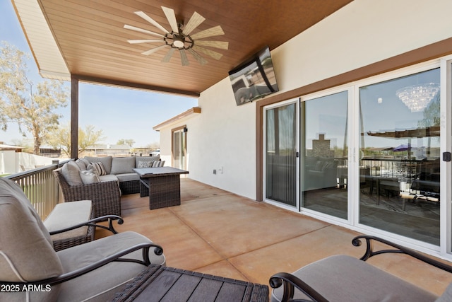 920 N 104th St, Mesa, AZ 85207 - wooden deck with an outdoor living space and a ceiling fan