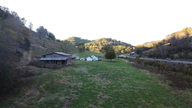 view of yard with a mountain view