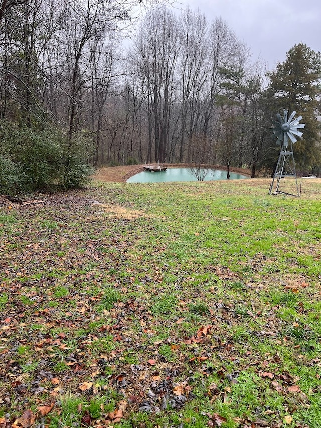 view of yard with a water view