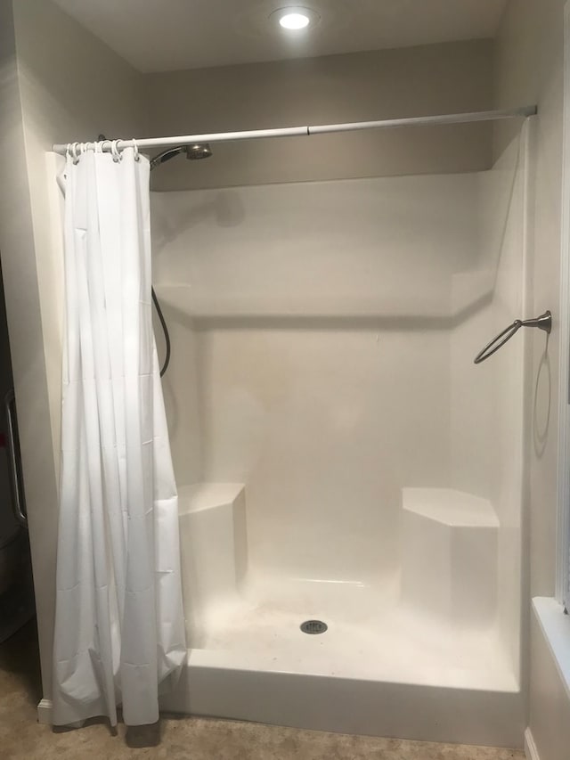 bathroom featuring a shower stall