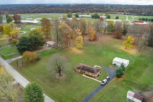 bird's eye view with a rural view