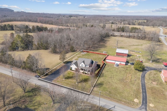 aerial view with a rural view