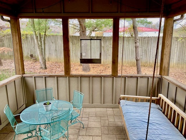 view of unfurnished sunroom