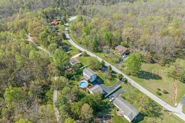 aerial view with a forest view