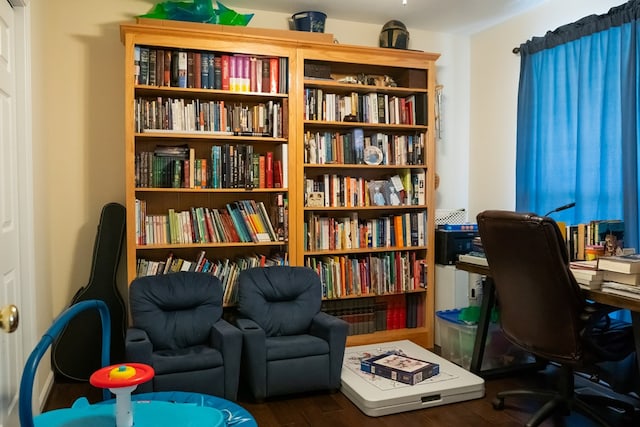 home office featuring wood finished floors