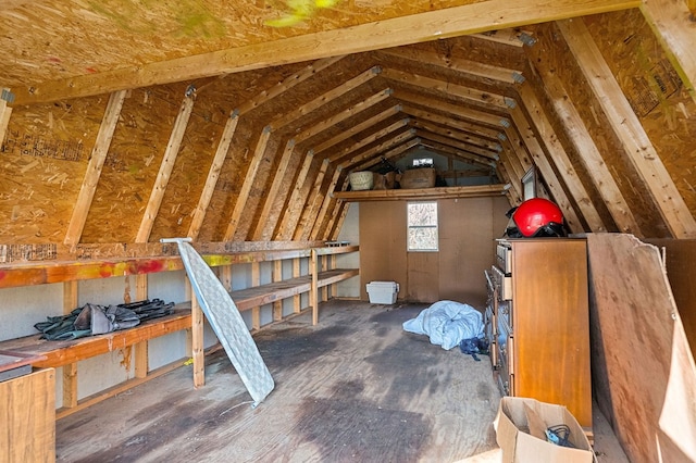 view of unfinished attic