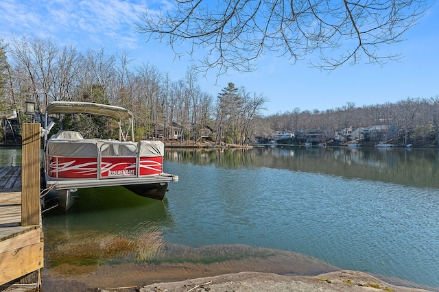 view of dock featuring a water view