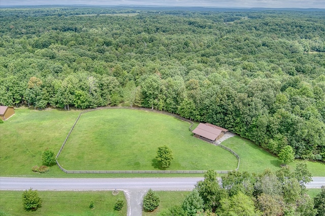 aerial view featuring a forest view