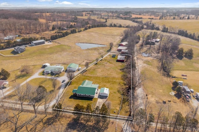 aerial view featuring a rural view