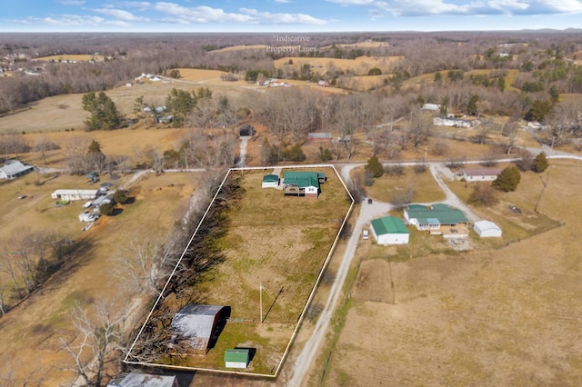 drone / aerial view with a rural view