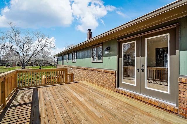 wooden terrace with french doors