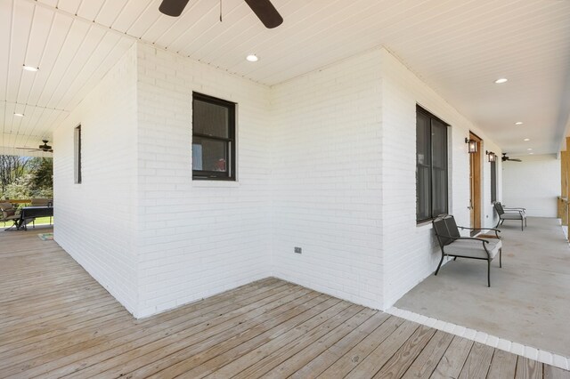 deck featuring a ceiling fan