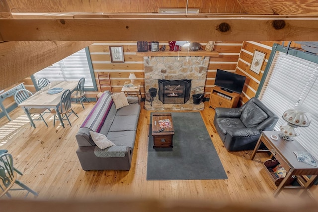 living area with wood finished floors