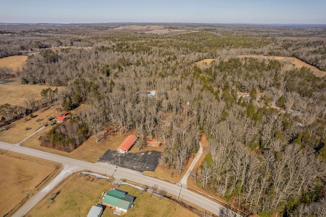 drone / aerial view with a forest view