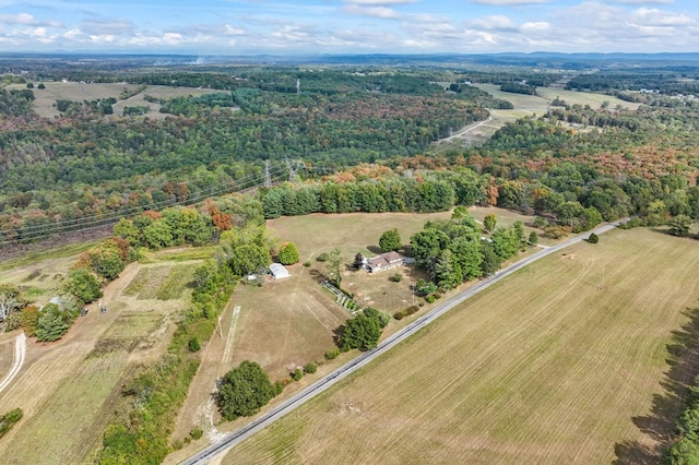 aerial view featuring a rural view