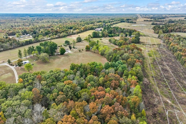 bird's eye view featuring a view of trees