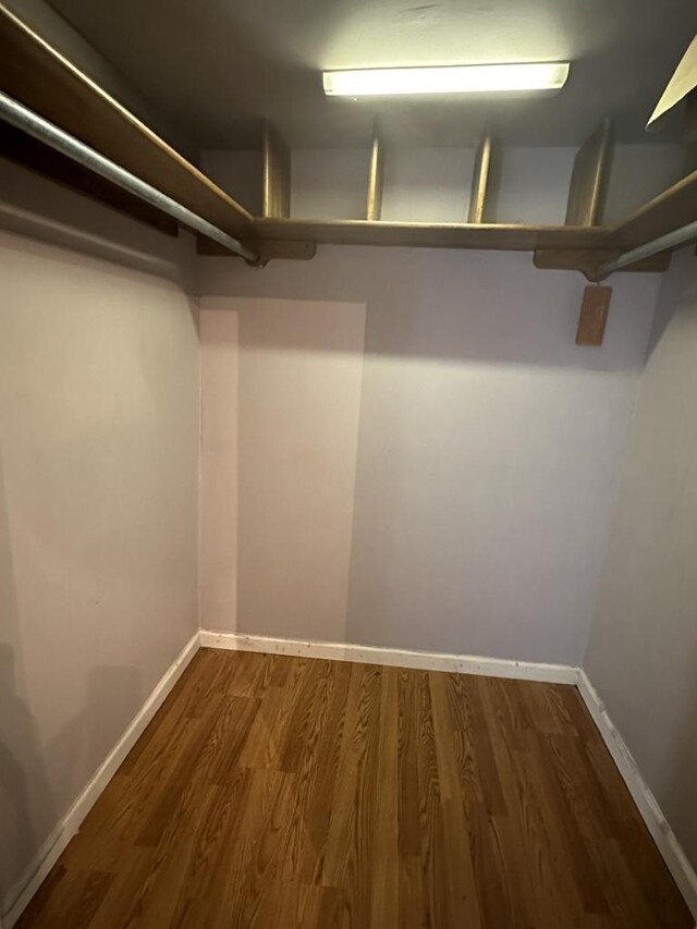 walk in closet with wood finished floors