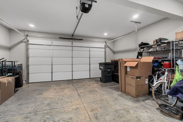 garage with a garage door opener