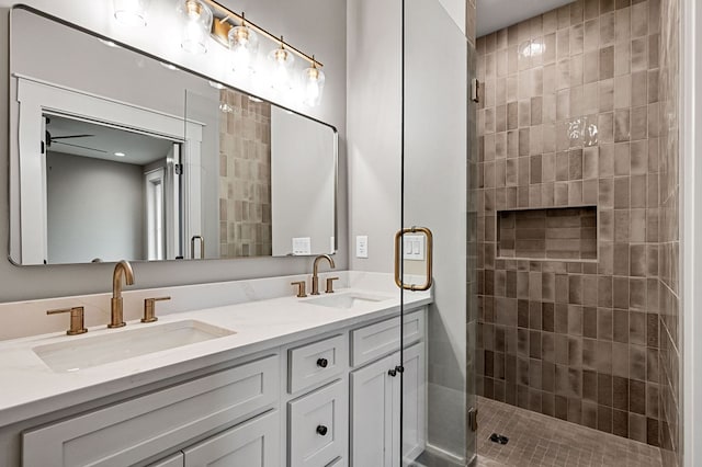 1036 Hidden River Rd, Rock Island, TN 38581 - full bathroom with double vanity and tiled shower