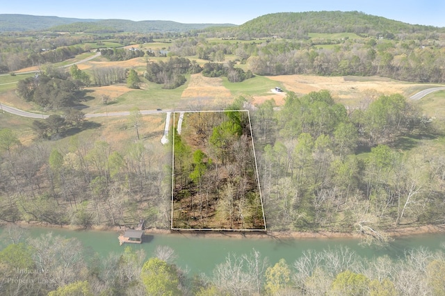 1036 Hidden River Rd, Rock Island, TN 38581 - aerial view of property and surrounding area with a water and mountain view and property boundaries highlighted