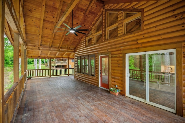 106 Raccoon Ln, Jamestown, TN 38556 - unfurnished sunroom with ceiling fan
