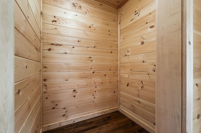 106 Raccoon Ln, Jamestown, TN 38556 - empty room featuring a relaxing sauna, wooden walls, and dark wood-style floors