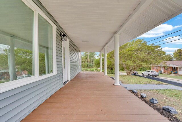 deck featuring covered porch