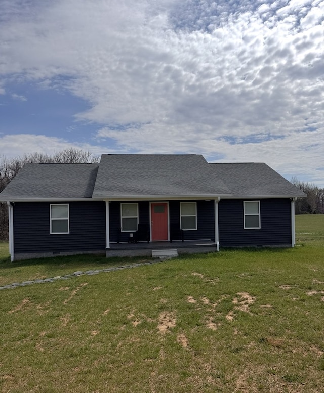 8501 Faix Rd, Byrdstown, TN 38549 - ranch-style house featuring a front lawn, a porch, and roof with shingles