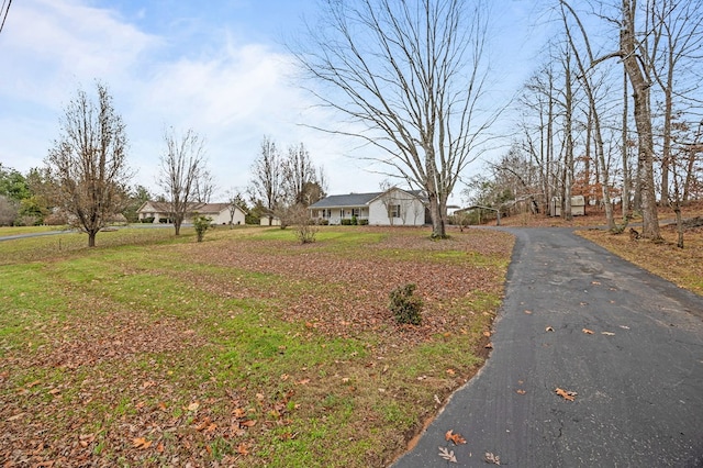 view of road with aphalt driveway and a residential view