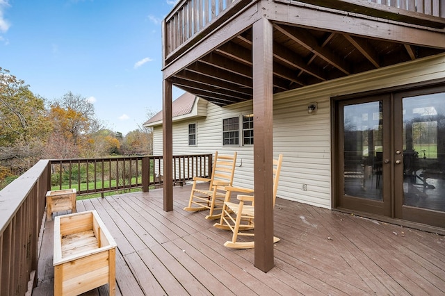 deck featuring french doors