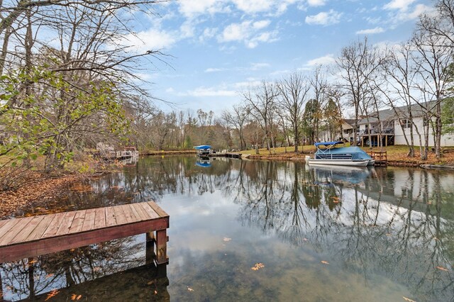 view of dock featuring a water view