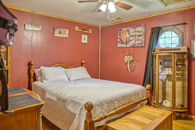 5088 Baptist Ridge Rd, Hilham, TN 38568 - bedroom featuring wood finished floors and ceiling fan