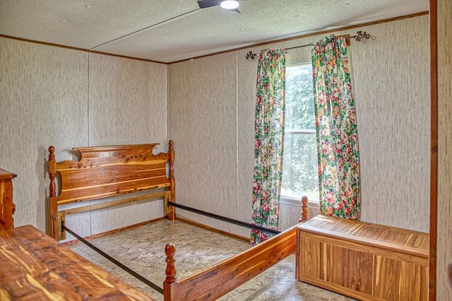 5088 Baptist Ridge Rd, Hilham, TN 38568 - bedroom featuring ornamental molding and a textured ceiling