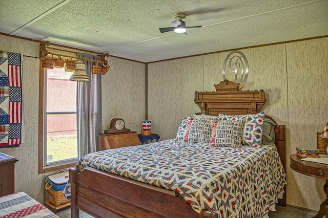 5088 Baptist Ridge Rd, Hilham, TN 38568 - bedroom with ornamental molding and a ceiling fan