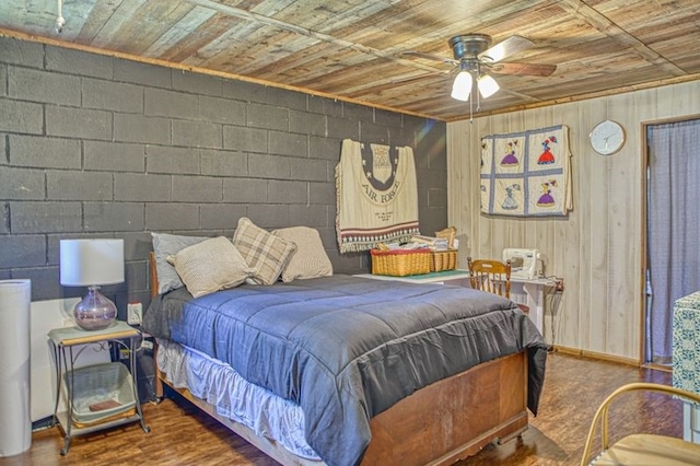 5088 Baptist Ridge Rd, Hilham, TN 38568 - bedroom with wood ceiling and concrete block wall