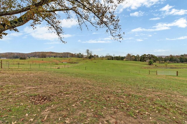 view of yard featuring fence and a rural view