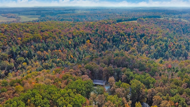 drone / aerial view with a forest view