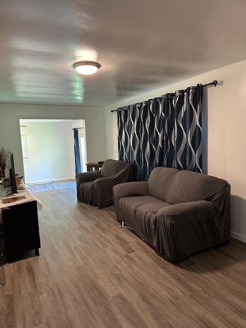 living area with wood finished floors