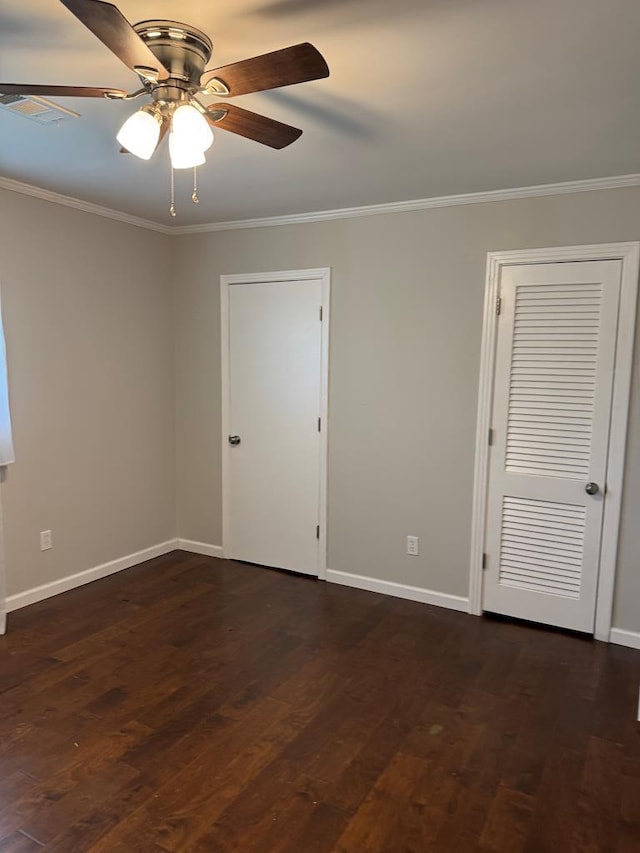 8298 Southfork Rd, Baxter, TN 38544 - unfurnished room with ornamental molding, dark wood-style flooring, and ceiling fan