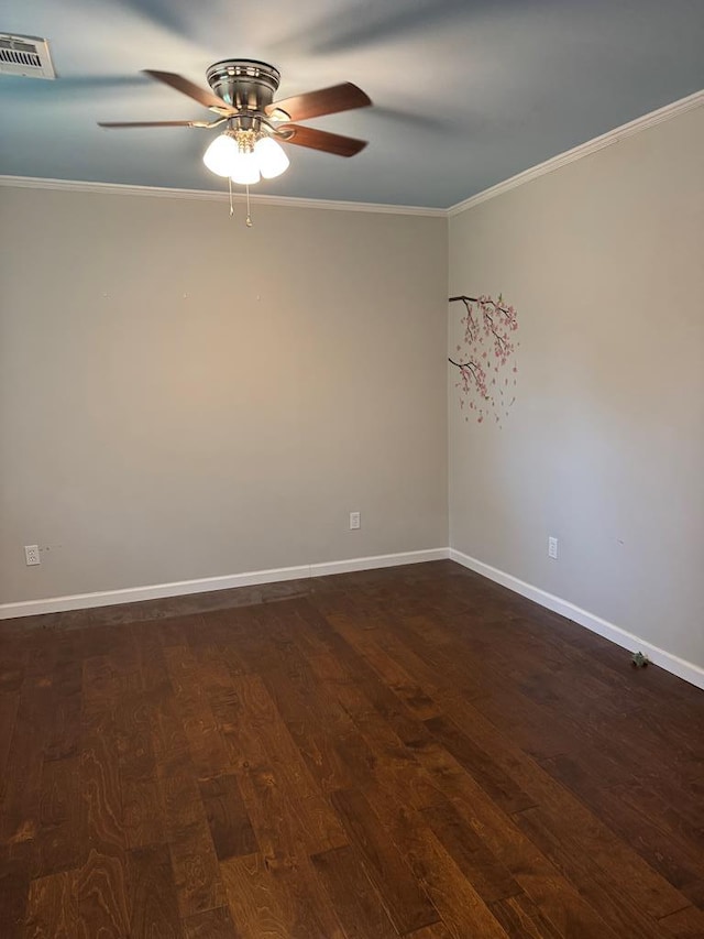 8298 Southfork Rd, Baxter, TN 38544 - unfurnished room featuring ceiling fan, crown molding, and dark wood-style floors
