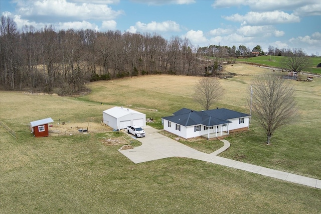 bird's eye view with a rural view