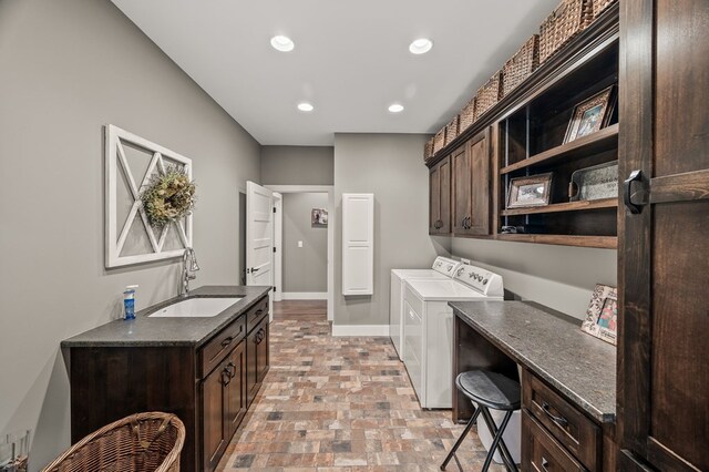 8275 Medlin Rd, Baxter, TN 38544 - washroom featuring cabinet space, separate washer and dryer, and recessed lighting
